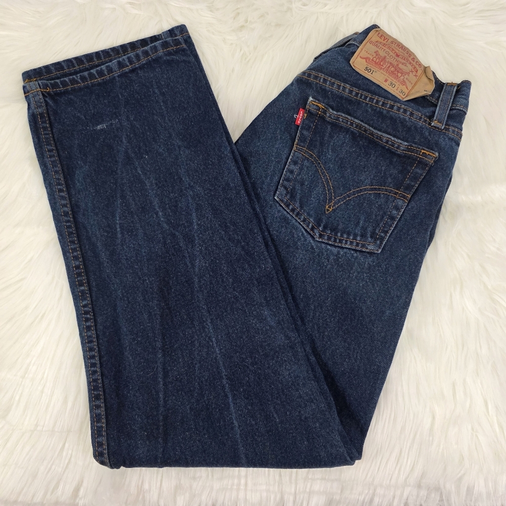 Levi's Vintage Straight Leg Button Fly Men's Dark Wash Blue Jeans